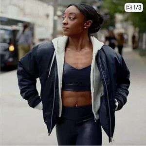 NWT Athleta Simone Biles Navy Bomber Jacket